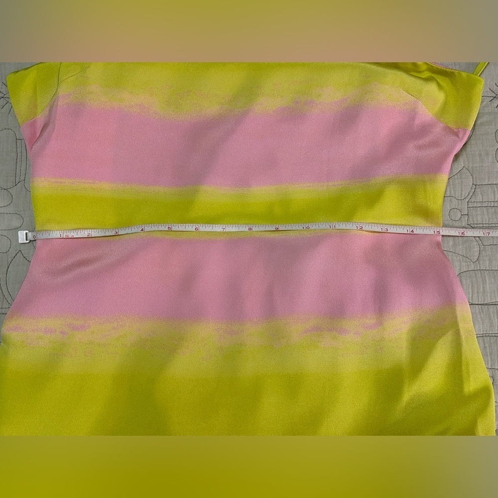 NEW Brandon Maxwell Striped Open-Back Silk Maxi Dress, NWT – Size 10 Yellow Pink - Picture 6 of 9